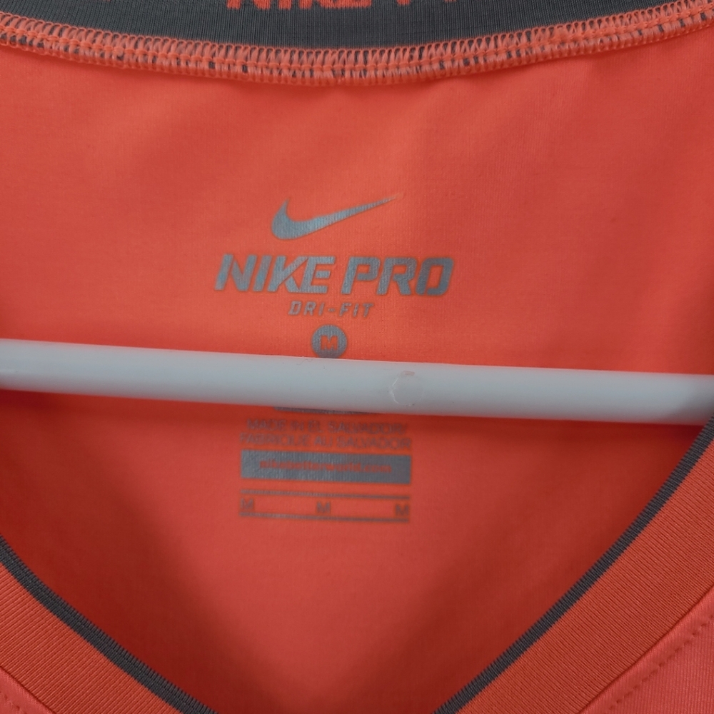 Nike Coral Orange V-Neck Short Sleeve Athletic Tee - Picture 3 of 6